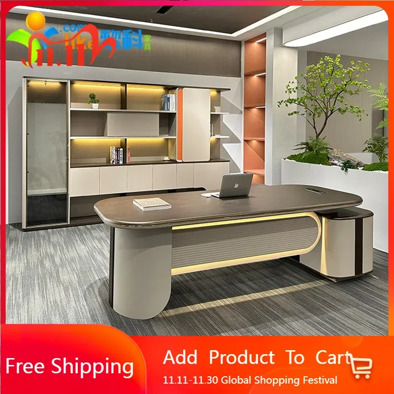 

High Quality Designer Office Desk Executive Luxury Vanity Study Work Office Desk Filing Cabinets Modern Wooden Meuble Furniture