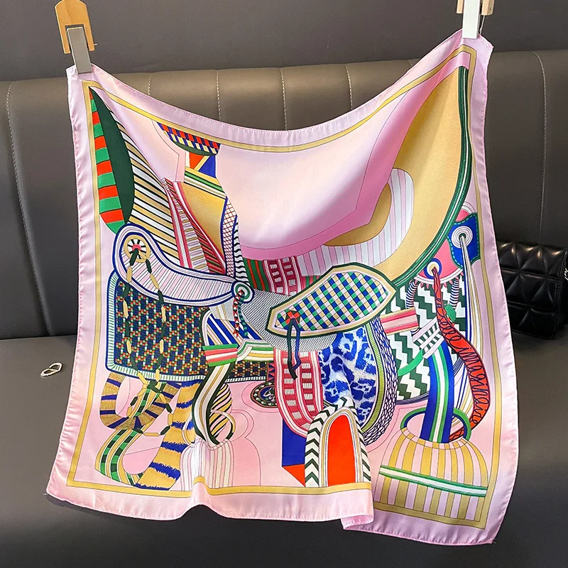 2026 New Print Silk Square Scarf for Women Soft Satin Neckerchief Scarves Bag Ribbon Female Silk Head Scarf Ladies Luxury Design