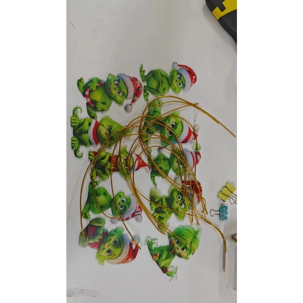 10 قطع من زينة شجرة عيد الميلاد الخضراء الغريبة الأطوار - ديكورات خشبية معلقة من الأكريليك للعطلات وعيد الشكر لديكور المنزل