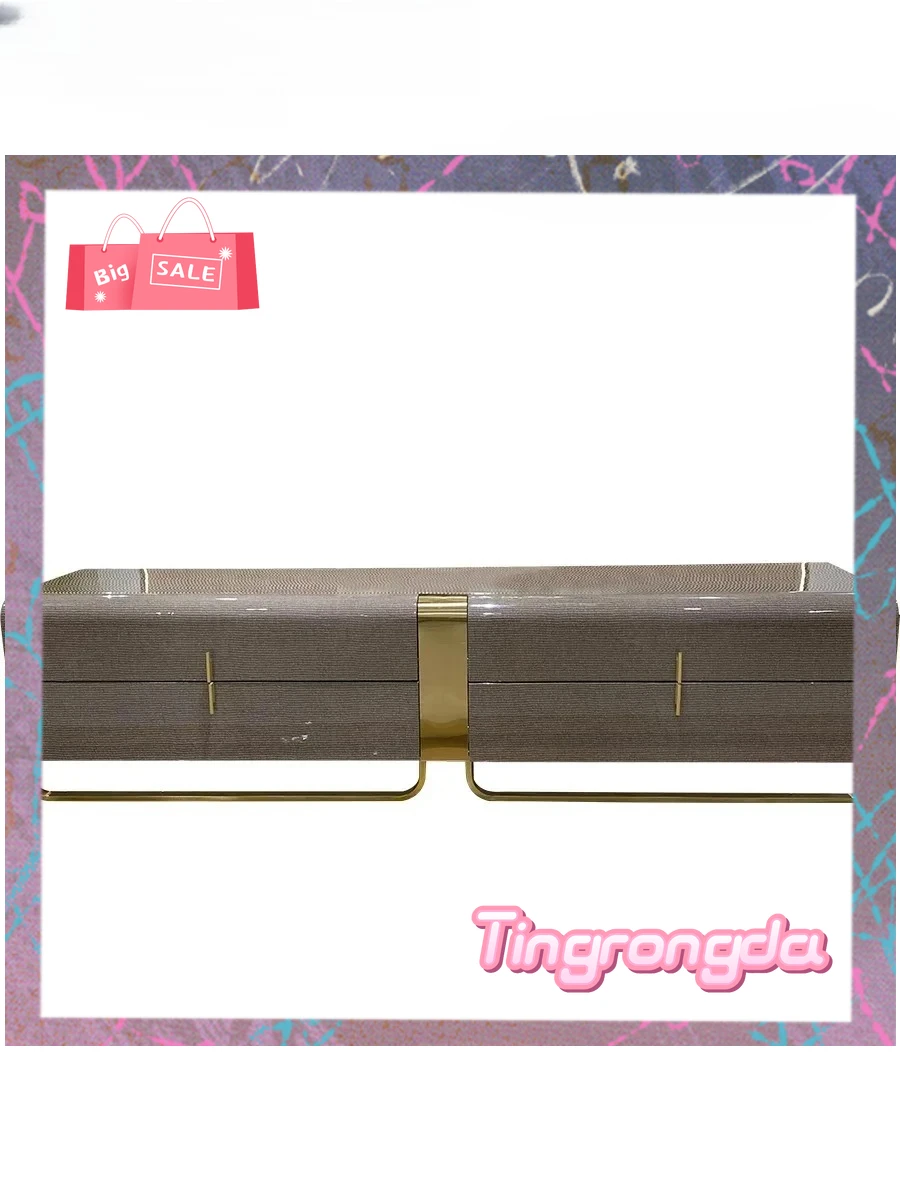 N خزانة تلفزيون من الخشب الصلب الفاخر الخفيف على الطراز الإيطالي لغرفة المعيشة #2