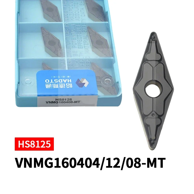

10 шт. твердосплавных токарных плашек HADSTO VNMG160404-MT VNMG160412-MT VNMG160408-MT HS8125 для обработки стали на станках с ЧПУ