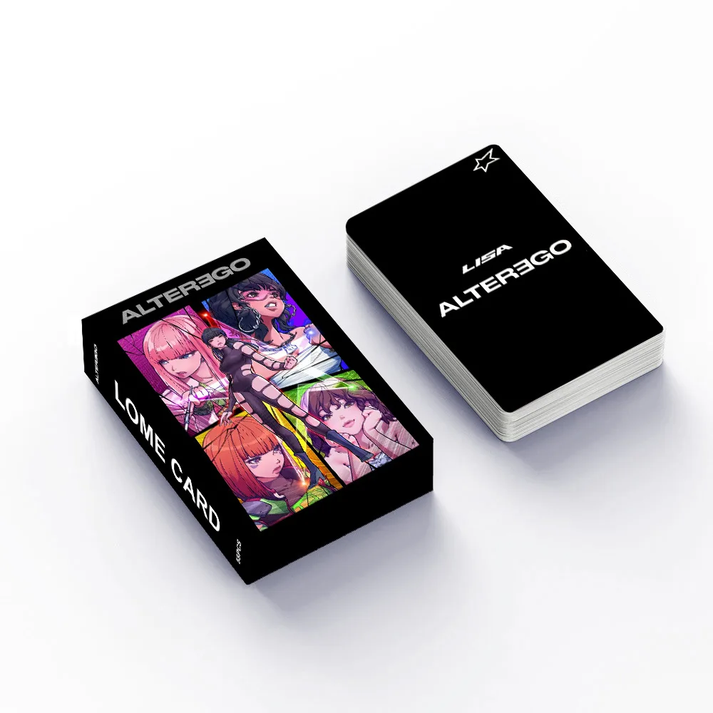 55 unids/set ídolos Kpop LISA Alter EGO tarjeta en caja foto HD de alta calidad doble cara película brillante tarjeta recubierta colección de Fans regalo