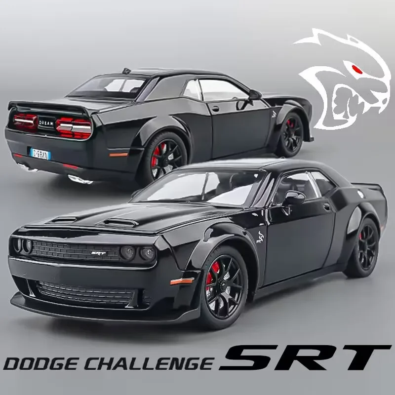 Simulação 1:24 dodge challenger hellcat redeye liga modelo de carro som e luz crianças brinquedo presente aniversário em miniatura voiture