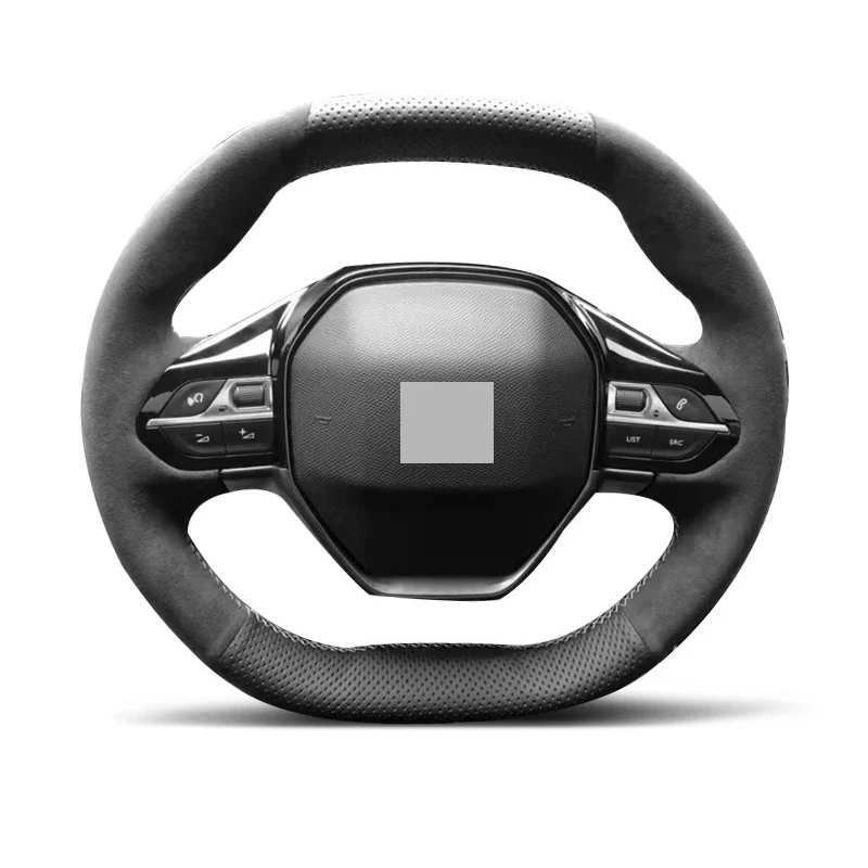 Genuine Leather Suede Steering Wheel Cover Wrap Car Accessories Specifically for Peugeot E-208 / 508 / 208 / 3008 / 4008 / 5008