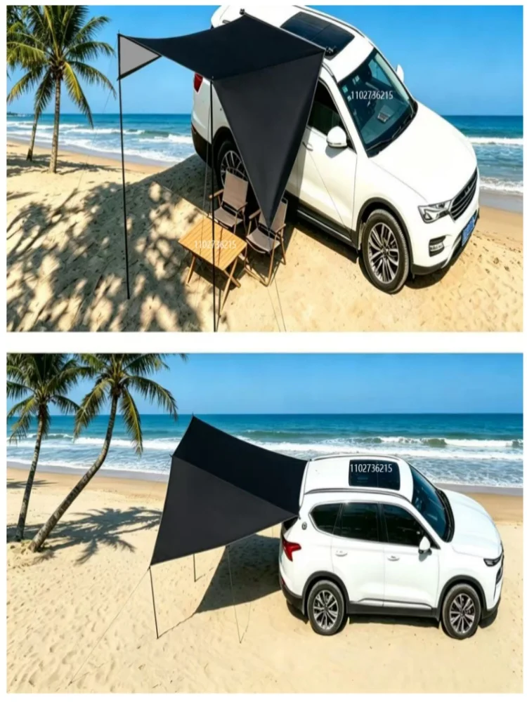 Großes Fledermauszelt-förmiges Auto-Seiten-Sonnenschutzdach, Wasserdichtes Stoffzelt, Outdoor-Camping, SUV-Box-Typ Auto-Heckabdeckung – Detail 8