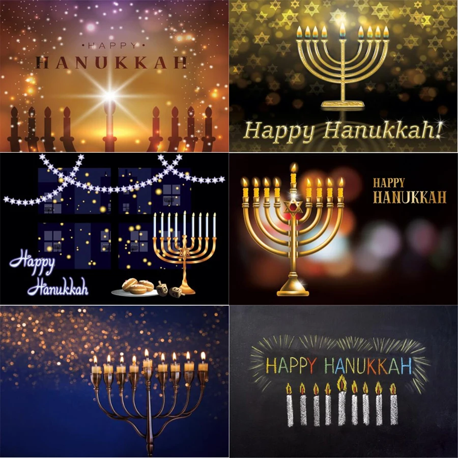 Happy Hanukkah Jewish New Year Party Photography Backdrop Candle Warm Decor Child Interior Photo Background Photocall Poster