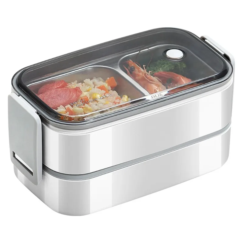 

1 stainless steel sealed insulation box, double-layer 3-compartment lunch box, can be heated in the microwave during work