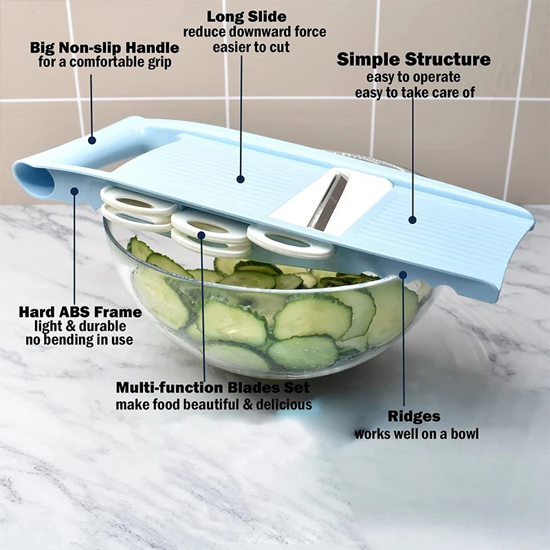 ممحاة سلكية منزلية 5 في 1 قطاعة خضروات المطبخ متعددة الشفرات رقاقة البطاطس قطاعة الخضراوات قطاعة الخضراوات