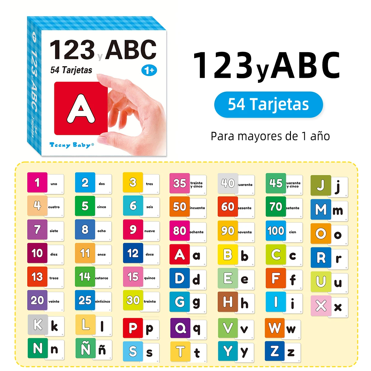 1 Box of 54 Spanish Learning Cards for Kids Words Letters Numbers Animals Learning Cards Early Learning Cards for Kids Gifts