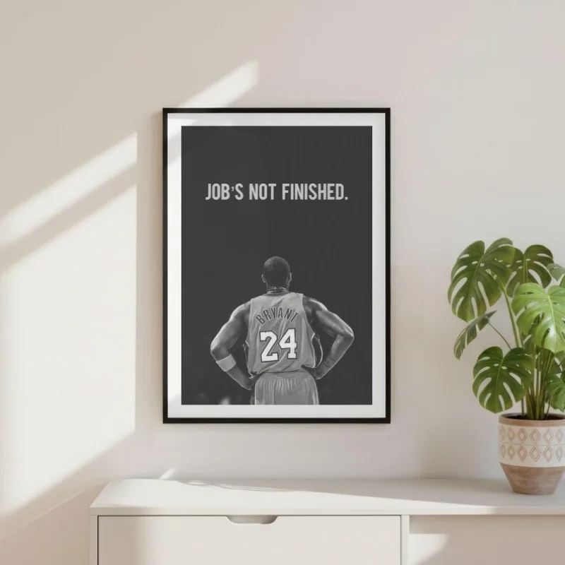 Motivational Kobe Sports Black and White Poster Basketball Star Player Canvas Painting Wall Art for Inspirational Home Gym Decor