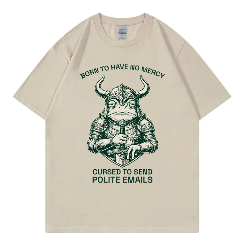 Cursed To Send Polite Emails Funny Frog Graphic T Shirts Men Women Gothic Vintage T-shirts Fashion Casual Short Sleeve T-shirt