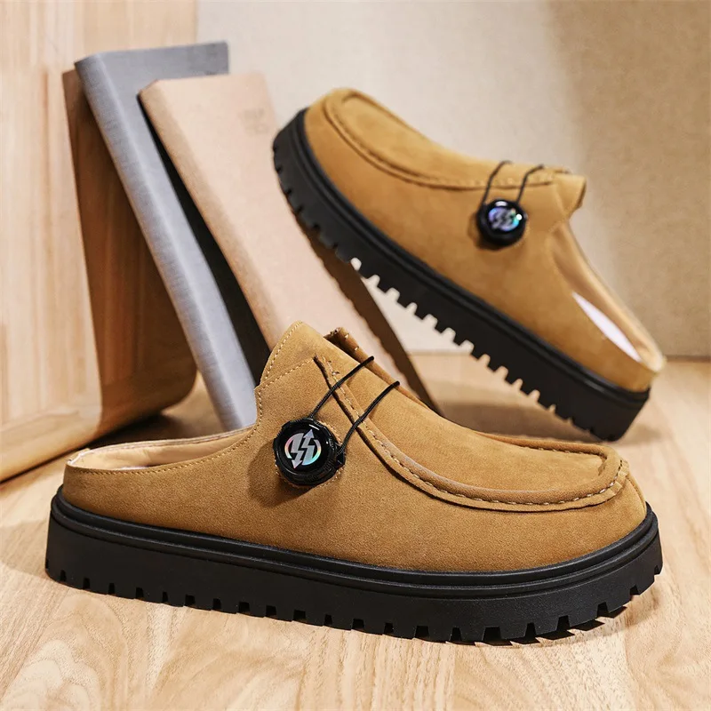 Summer Quality Selection Designer Velvet Breathable Rotary Buckle Men Shoes Outdoor Men's Sandals Boken Half Toro Zapatos Hombre