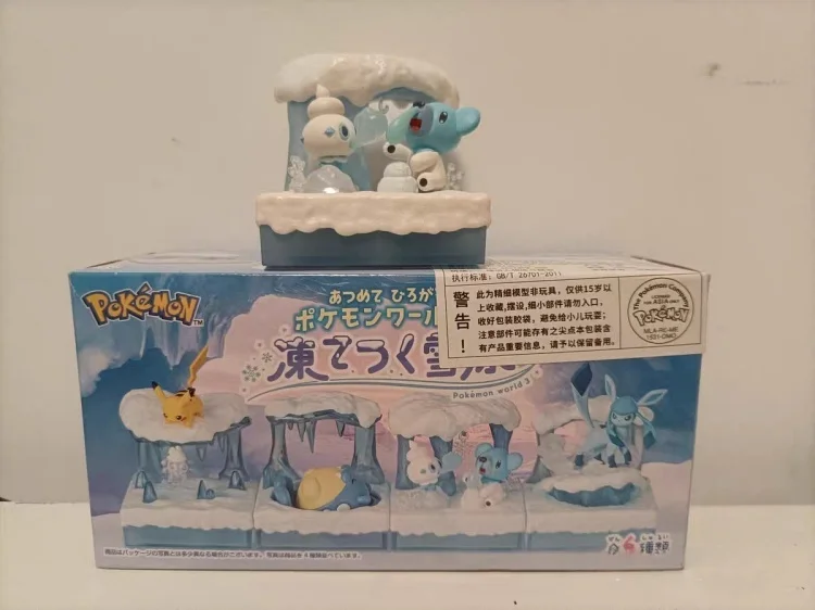 New Re-Ment Pokemon World Series 3: Frozen Snowfield Figure Anime Pikachu Vulpix Glaceon Cubchoo Spheal Figurine Doll Gifts