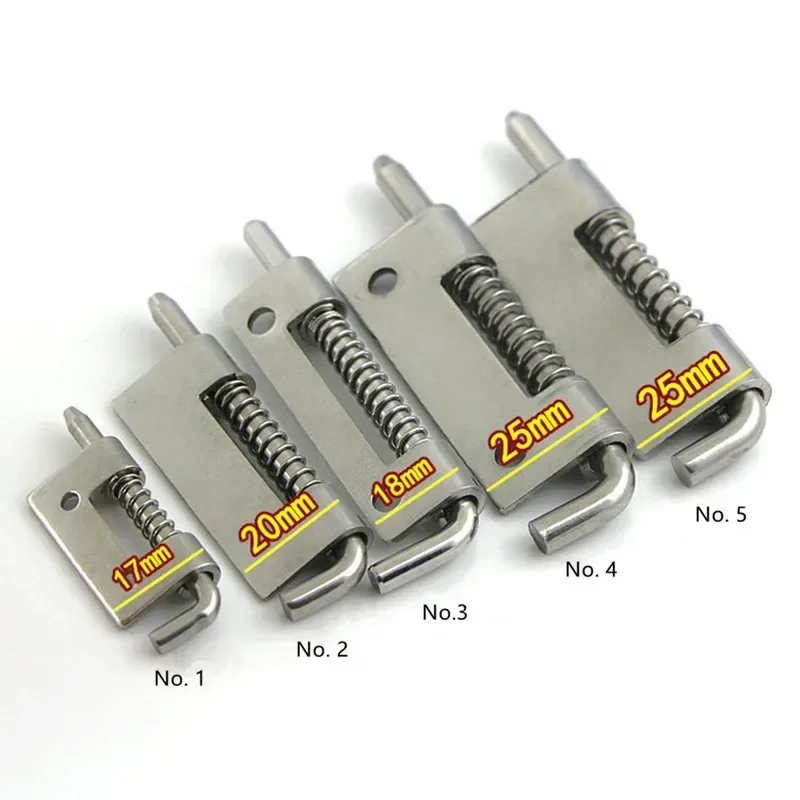 Stainless steel Spring Loaded Metal Security Barrel Bolt Latch Silver Tone Spring Latches Door Cabinet Hinges Home Hardware