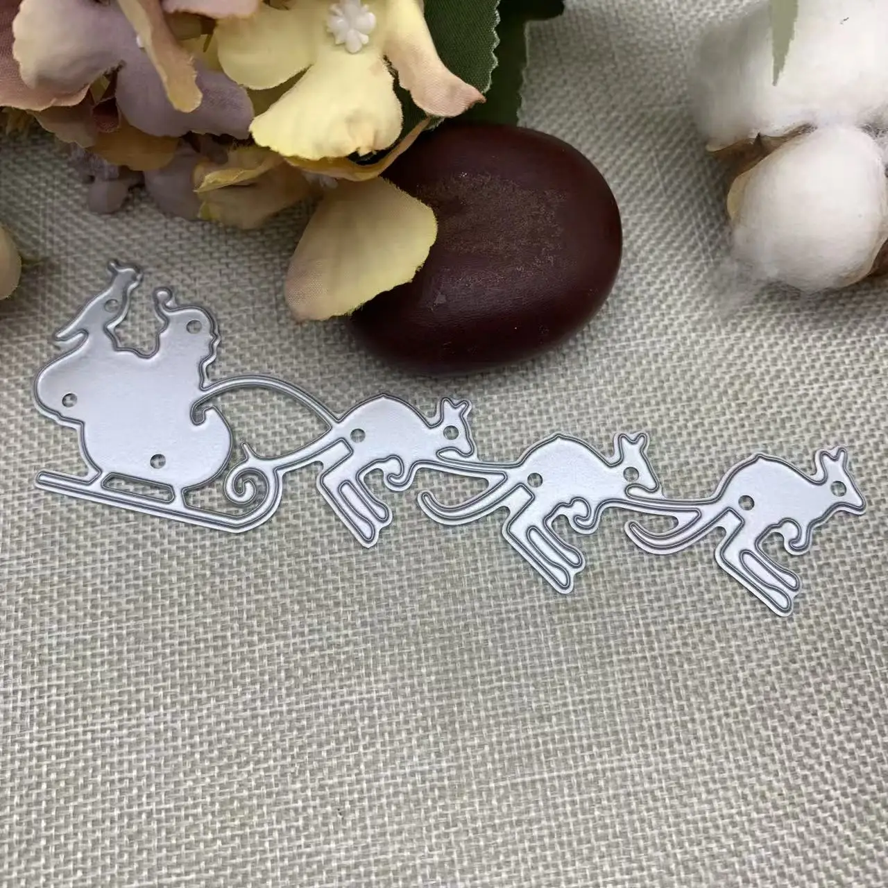 Christmas Sleigh with Kangaroos Metal Cutting Dies DIY Holiday Scrapbooking Card Making Craft Die Cuts