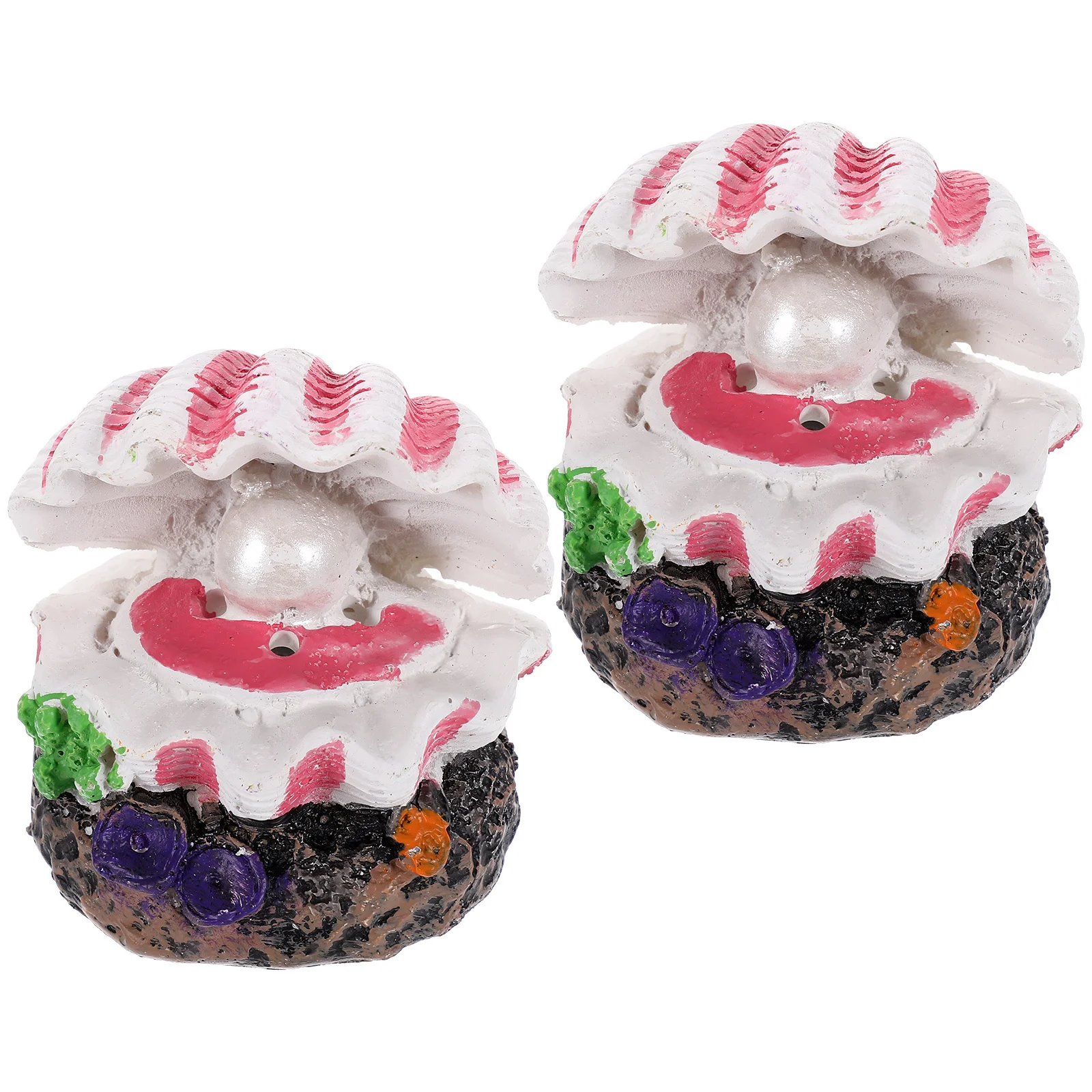 

2Pcs Pearl Shell Resin Decor Fish Tank Adornment Aquarium Landscape Ornament Fish Tank Decoration Resin Shell Accessory