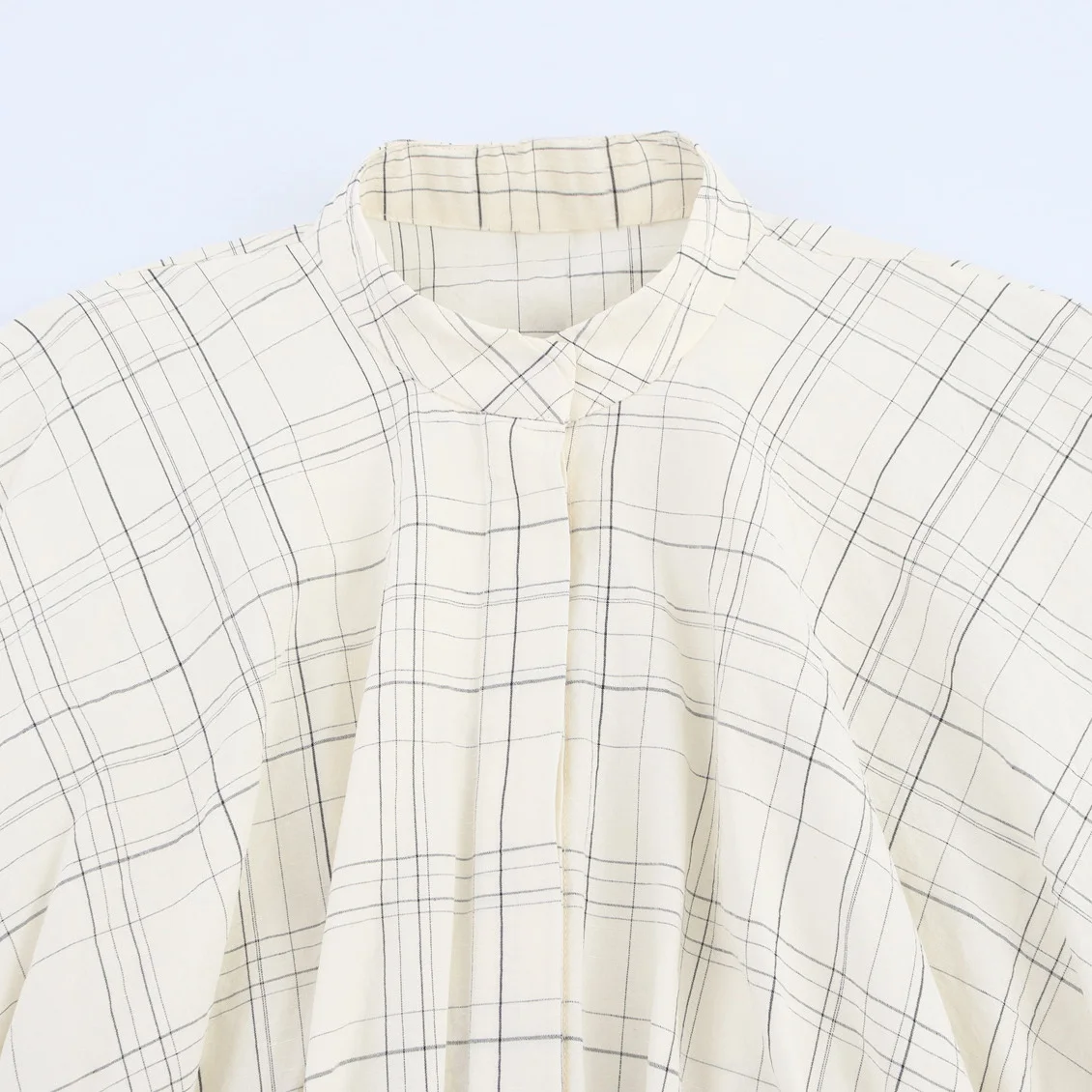 ZBZA printemps nouveau femmes Faion Plaid pilote Sle irt Jaet coupe ample longue Sve rond Ne Polyester décontracté irt