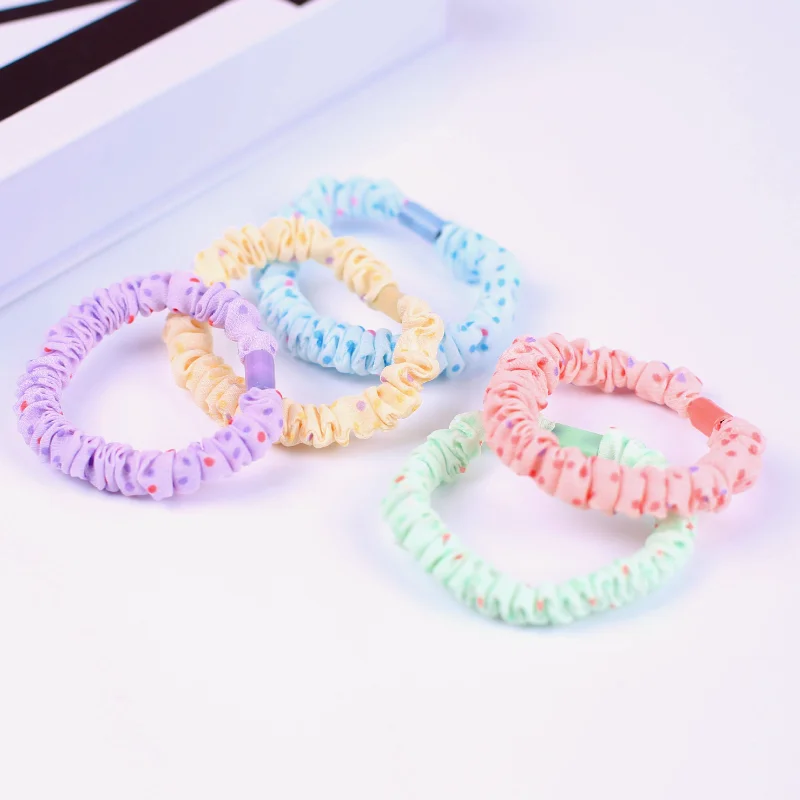 

Polka dot cream cute hair tie hair ball head high elastic rubber band