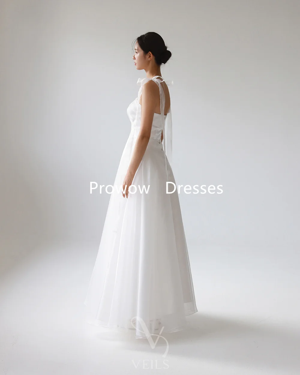 Prowow-シンプルなオーガンザラインウェディングドレス,韓国の写真撮影,地面までの長さ,スパゲッティストラップ,カスタマイズされたプリーツ