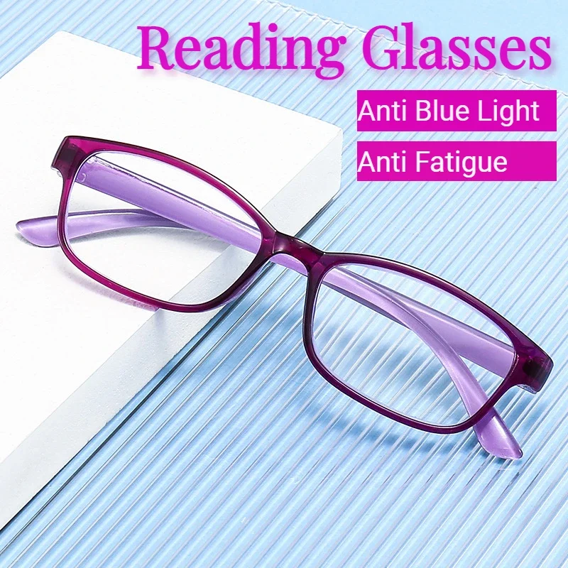 Full Frame Reading Glasses Women Ultra-light Comfort Computer Glasses Anti-blue Light Prescriptions Glasses Men +100 To +400