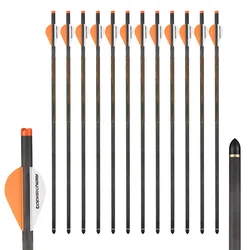 20inch Pure Carbon Crossbow Arrows OD 8.8mm with 2 inch Vanes for Bolts Archery Outdoor Hunting Shooting and Practice
