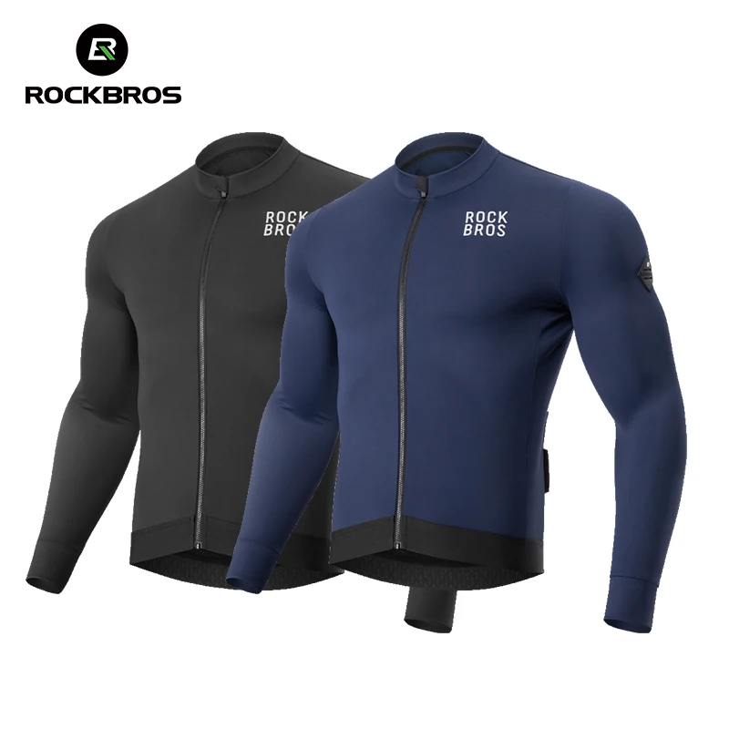 

ROCKBROS осень-зима велосипедный трикотаж ветрозащитный теплый флисовый термоДжерси эластичный плотный крой для занятий спортом на открытом воздухе мужская одежда для велоспорта
