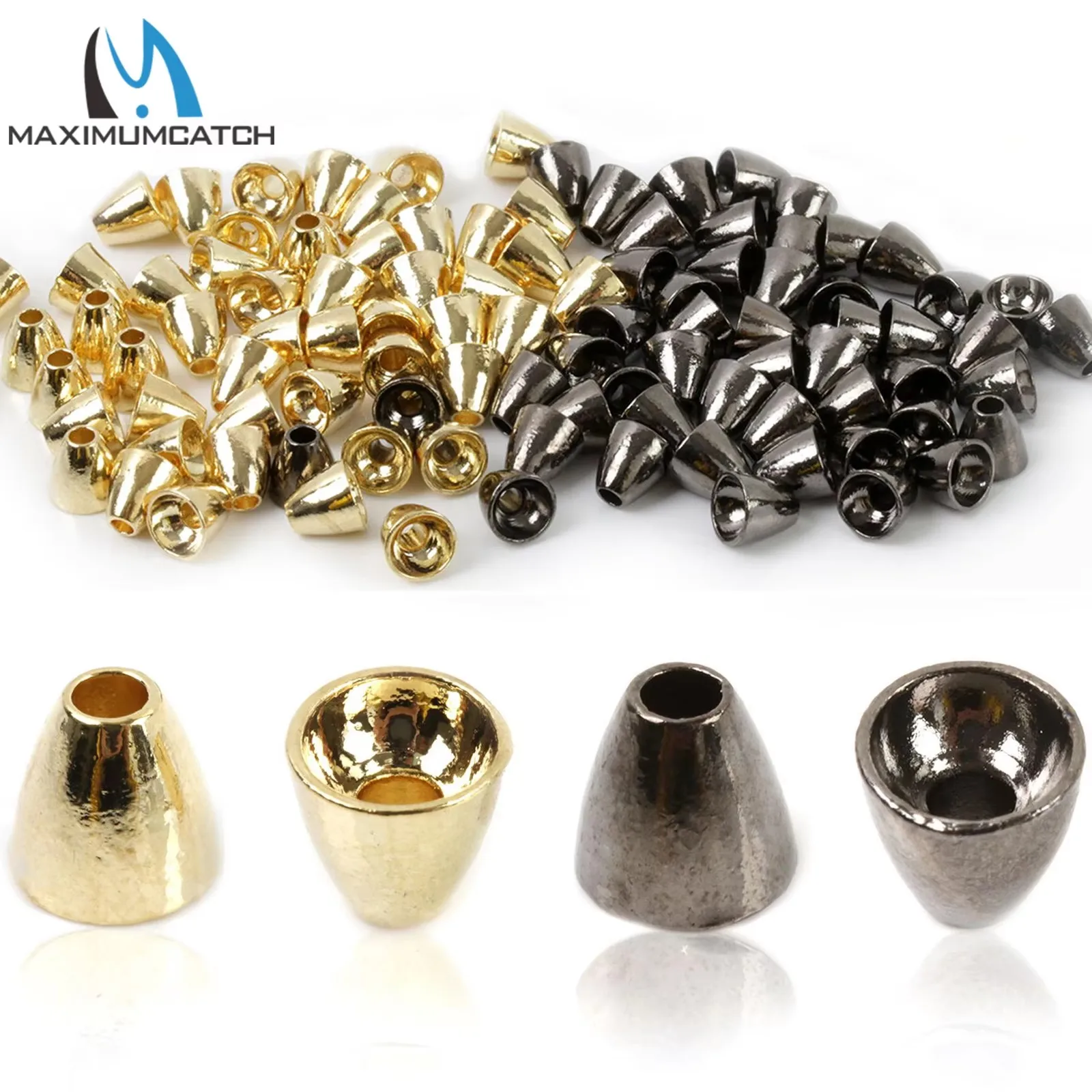 MAXCATCH 25pc Tungsten Cone Head Fly Tying Beads Brass Fly Tying Materials DIY Fly Fishing Lure Hooks Making Durable Accessory