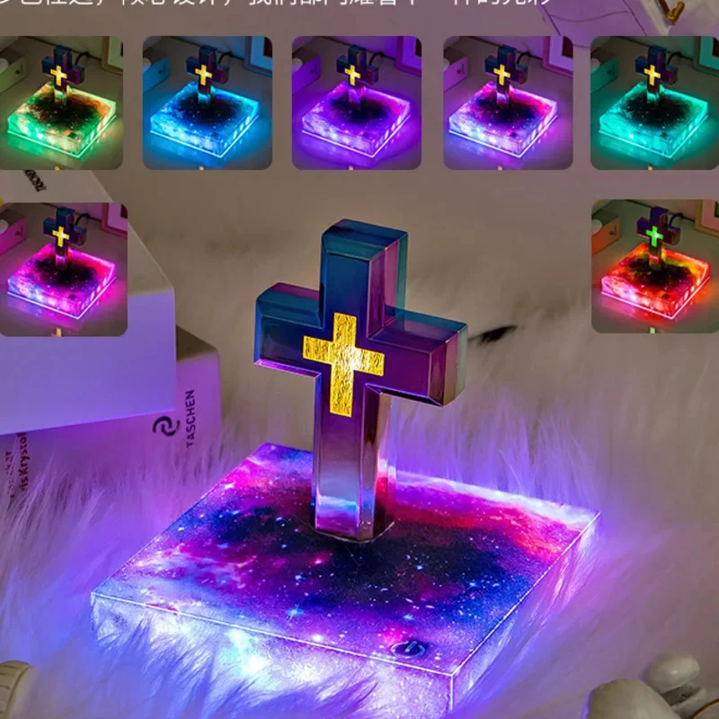 

Maglev Black Technology Cross Cemetery Light Multiple Color Switching Outdoor Religious Jesus Faith Furniture Decoration Lights