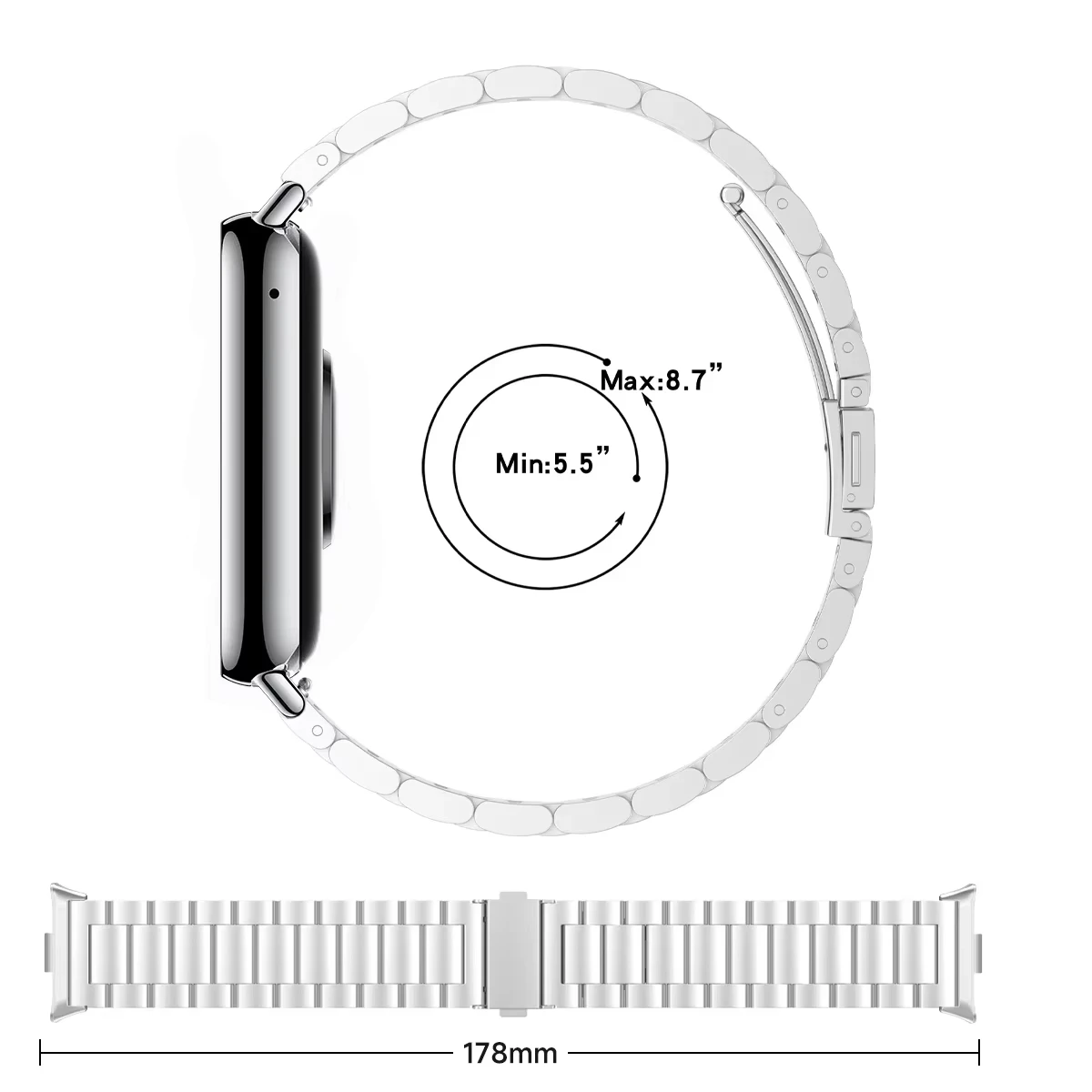 Smartwatch Strap For Redmi Watch 5 4 Stainless Steel Bracelet for Xiaomi Mi Band 9 Pro/8 Pro Replacement Metal Watchband Correa