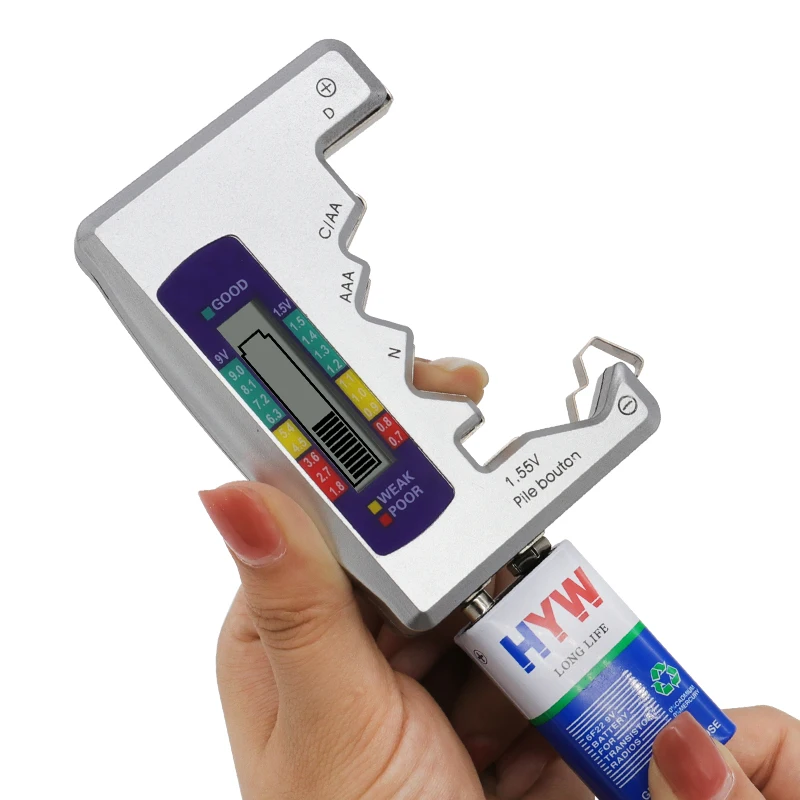 Digital battery tester LCD display check detector battery capacity diagnostic tool for C D N AA AAA 9V 1.55V button