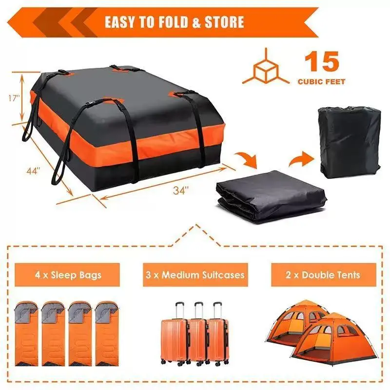 Thickened Car Roof Cargo Bag Waterproof Wear‑Resistant Outdoor Roof Top Storage Pouch