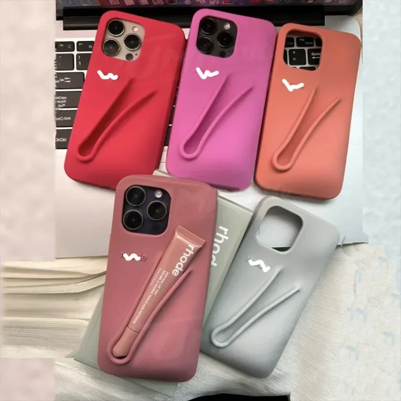 Silicone Case For iPhone 15 14 Pro Max Plus 13 Mini 12 11 Can Be Installed With Lipstick Back Cover Lipstick No Come With Cover