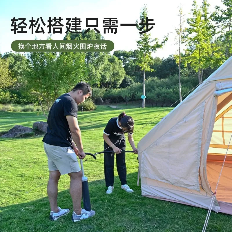 Inflatable tent spring and summer field camping overnight outdoor windproof and rainproof cotton roof tent waterproof camp tent