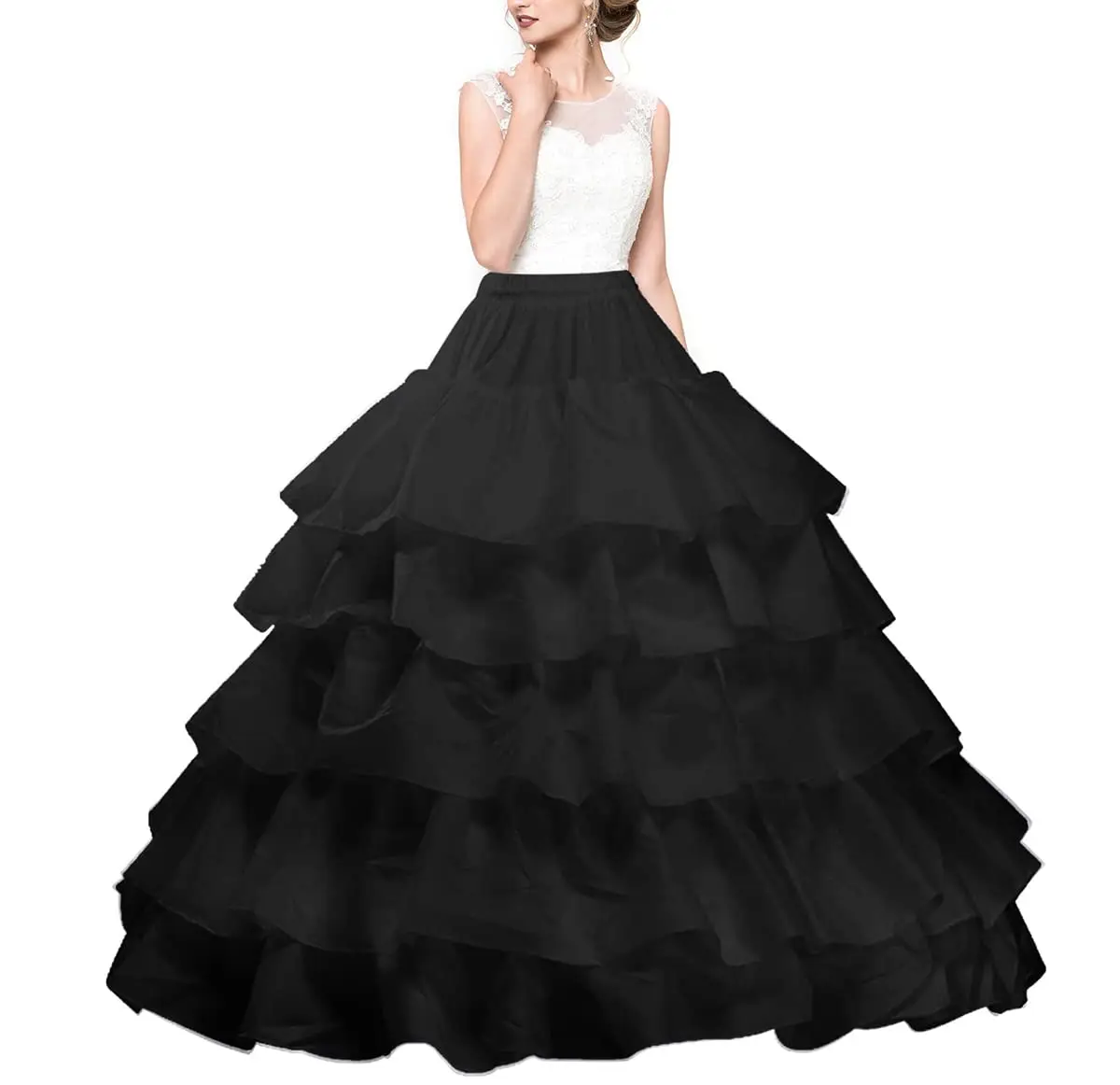 

Elegant Evening Gown 4-Hoops Petticoat Fluffy Ball Gown Crinoline Underskirt Extra Full Tulle A-Line Puffy Slip for Wedding