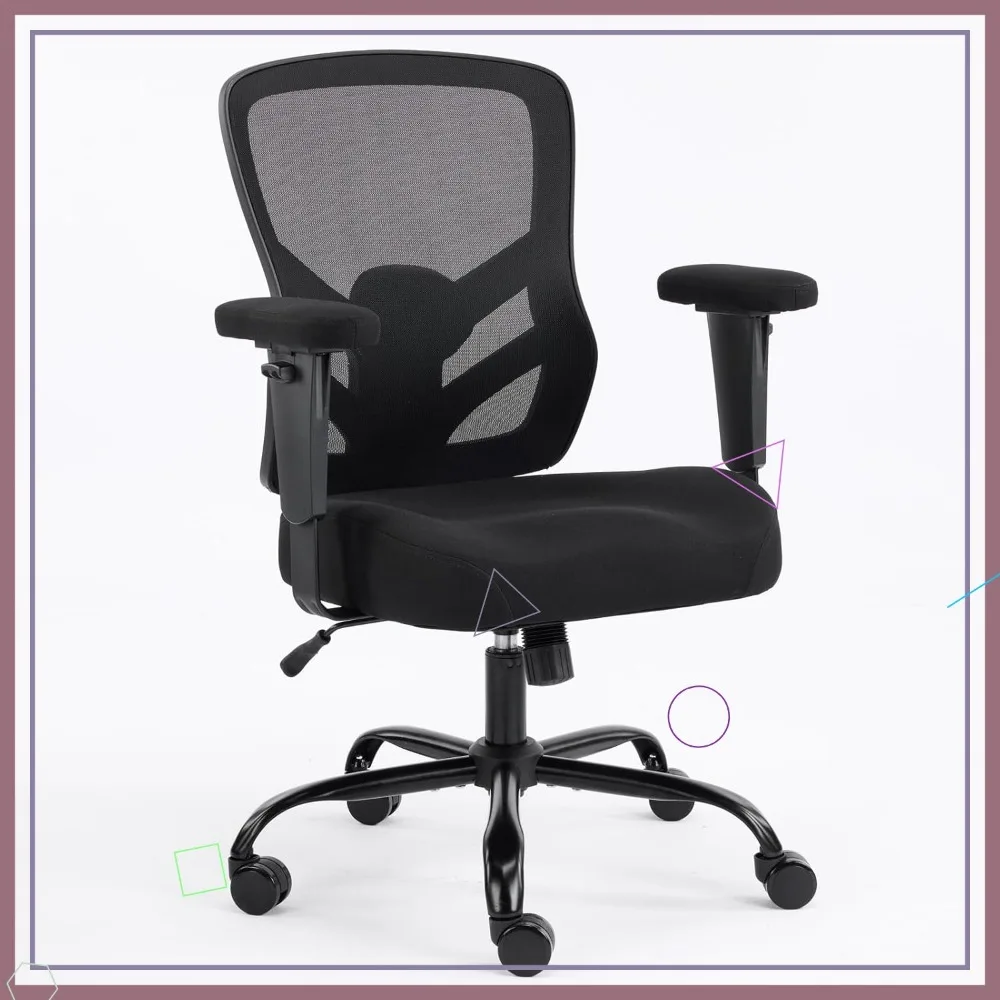Ergonomic Mesh Office Chair with Adjustable Lumbar Support, Armrests and Swivel Base for Home Office, Black