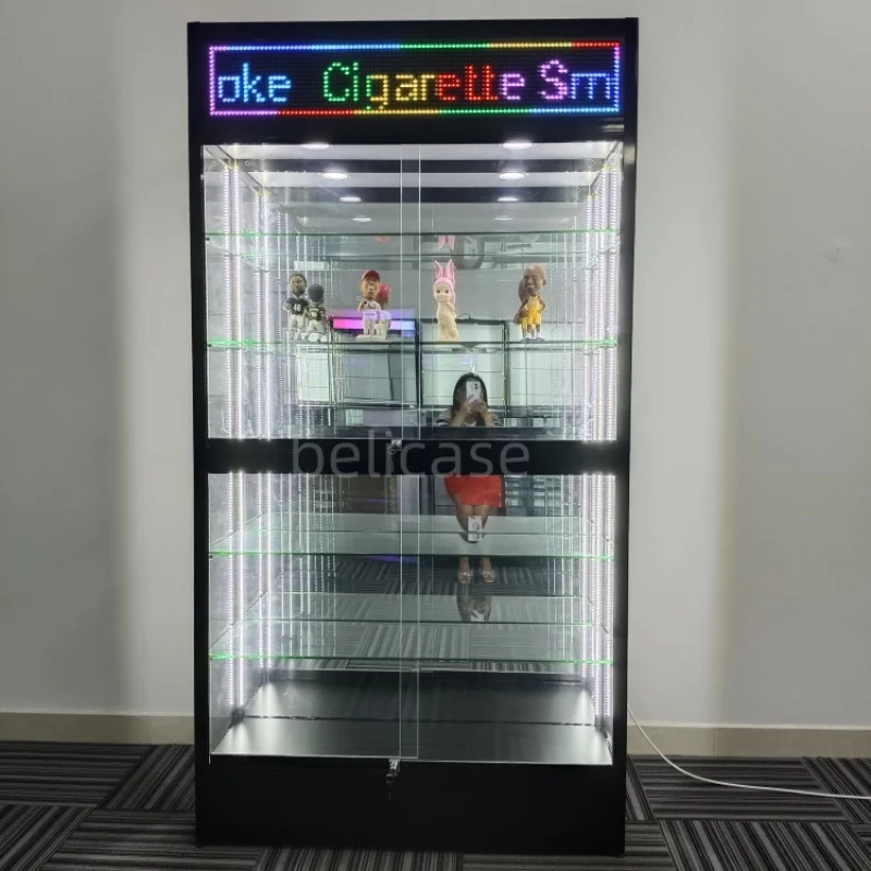 2025customized.Counter Smoke Shop Custom Led Rack Glass Showcase Display Rack Wi