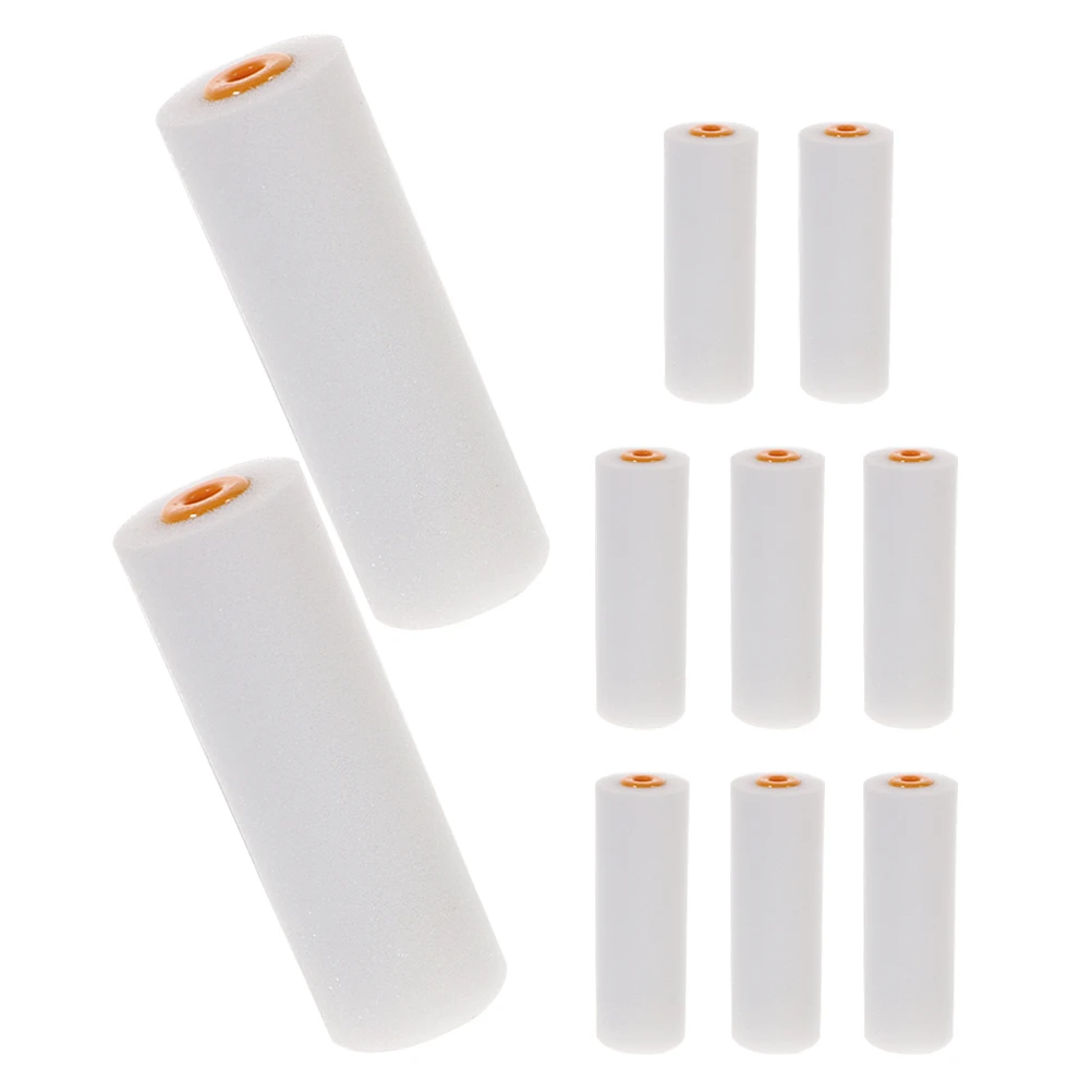 

10 Pcs Roller Brush Sponge Head Small Rollers for Painting Abs Stick with Fill Tube