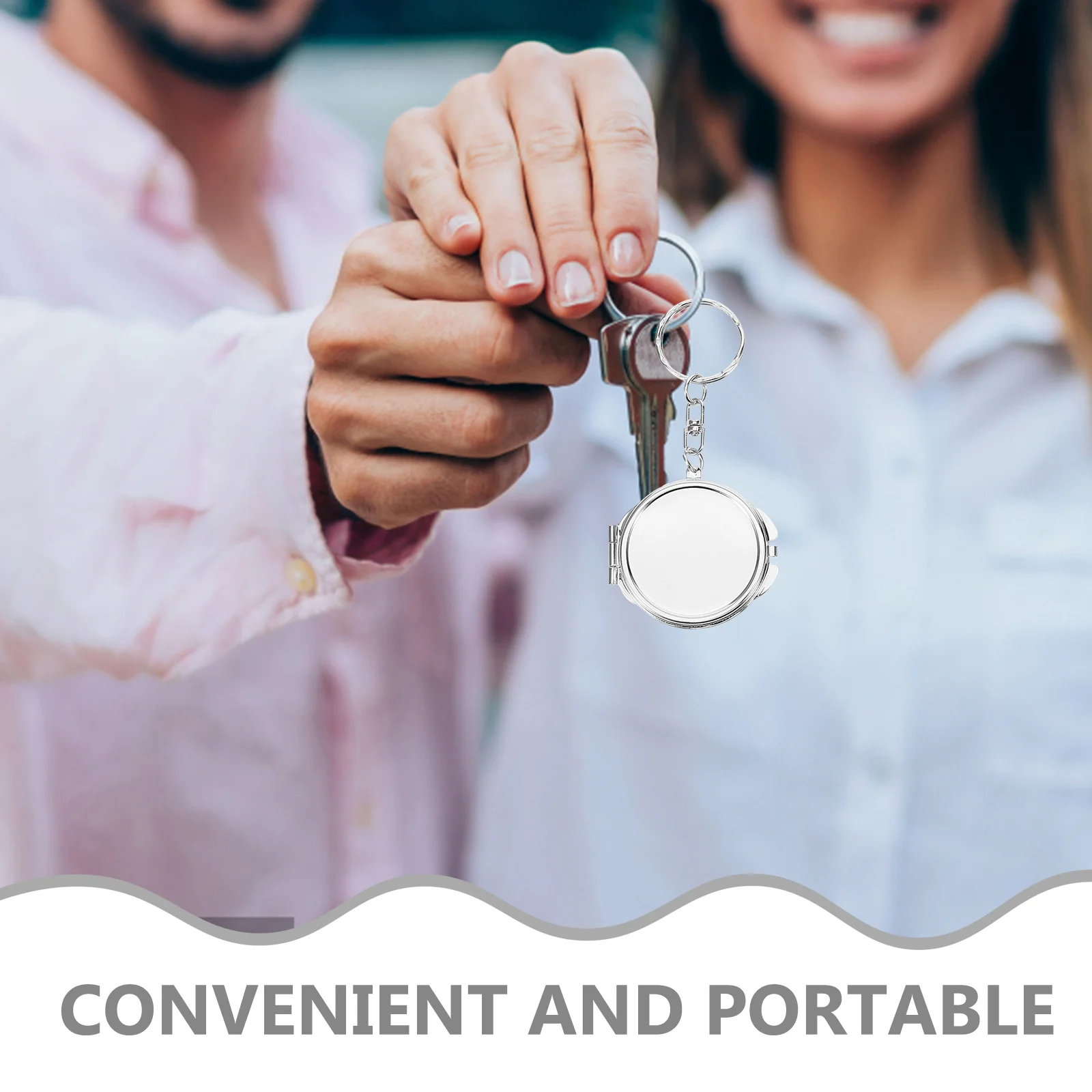 Mini porte-clés miroir pliant en métal, 4 pièces, miroir de poche Compact, pendentif de forme créative, fournitures