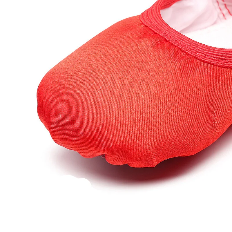 Chaussures de danse de yoga pour filles, pantoufles de gymnastique pour enfants, chaussures de ballet avec ruban, rouge, rose, chair