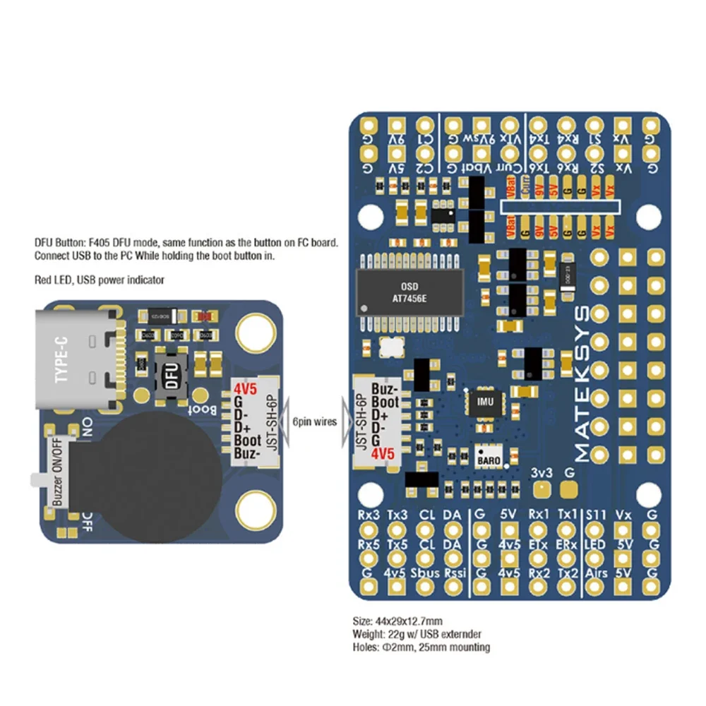 MATEKSYS F405-WTE F405 STM32F405RET6 Flight Controller Built-in OSD SD Slot DPS310 for RC Drone F405-CTR Updated version