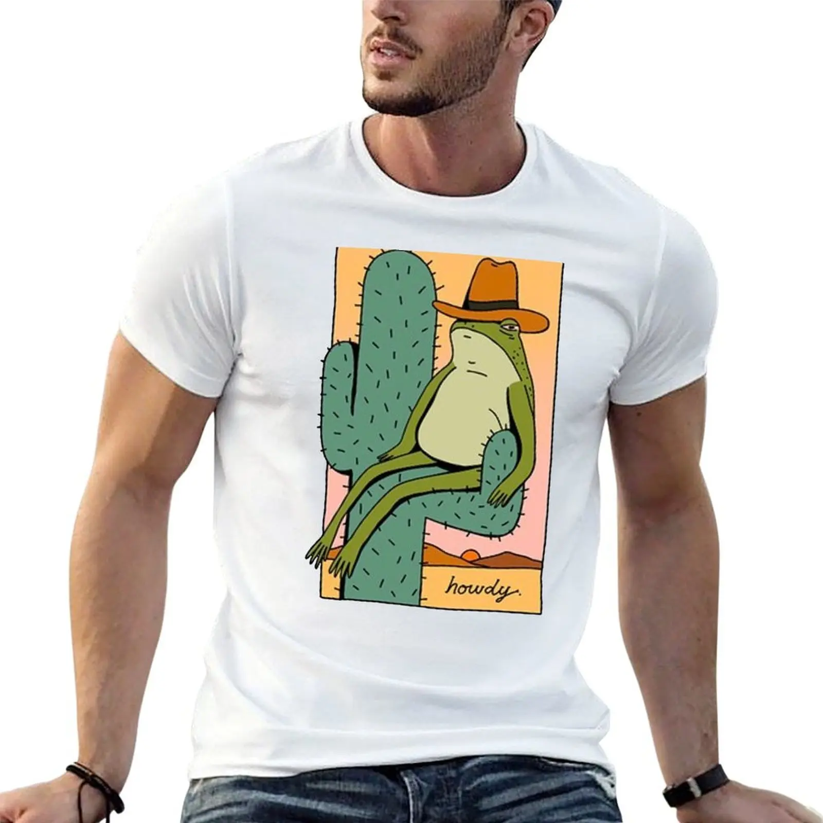 

HOWDY FROG COWBOY - FUNNY T-Shirt funny t shirts dark humor man t shirt cotton high quality t shirts for man pack white T-shirt