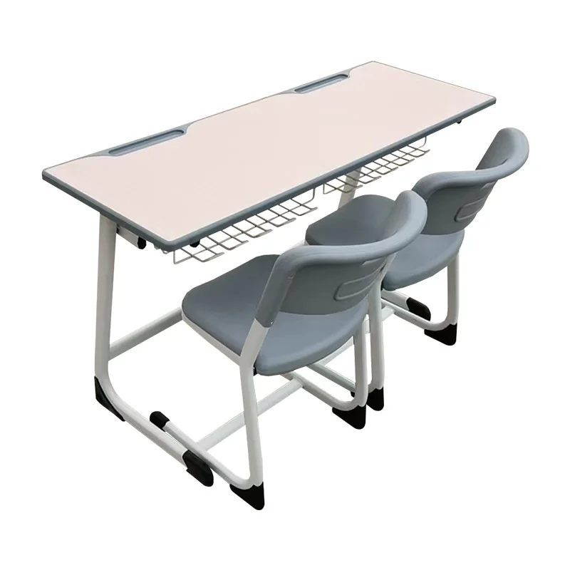 

Thickened university adult student desks and chairs - single and double person wooden reading tables for schools