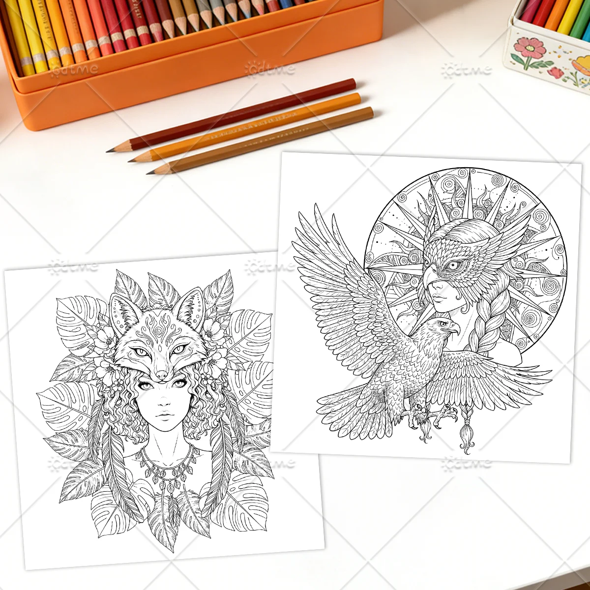 SPIRIT ANIMAL Malbuch für Erwachsene mit einfachen Cartoon-Mustern zur Entspannung, DIY-Mal- und Zeichenkunstbücher – Detail 6