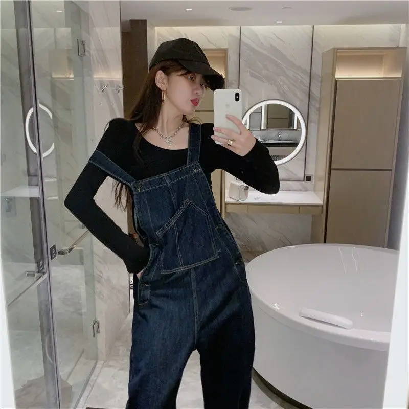 

Jean Jumpsuits Evening Overalls For Women High Widelegged Orange Dopamine Streetwears Drapey Solid Color Double Breasted Button
