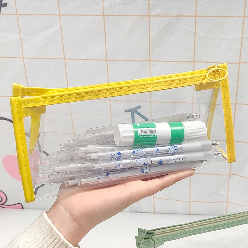 Federmäppchen, PVC, transparent, Kawaii, niedlich, einfach, schön, Tasche, Organizer, Stift, Büro, Student, Schreibwaren, Schulbedarf