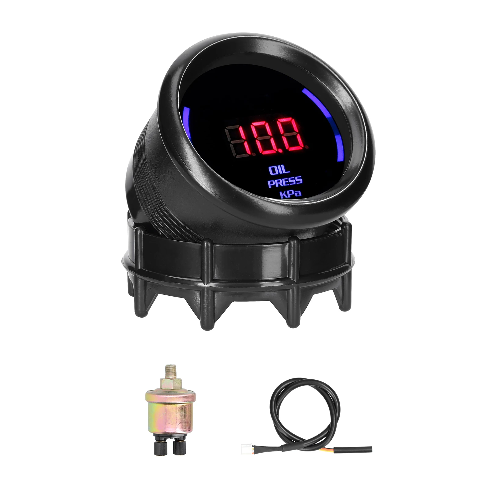 

52mm Black Oil Pressure Gauge 0-10KPa Car Digital Meter LED Display with Sensor Alarm Function ABS Metal 45g for Car Truck