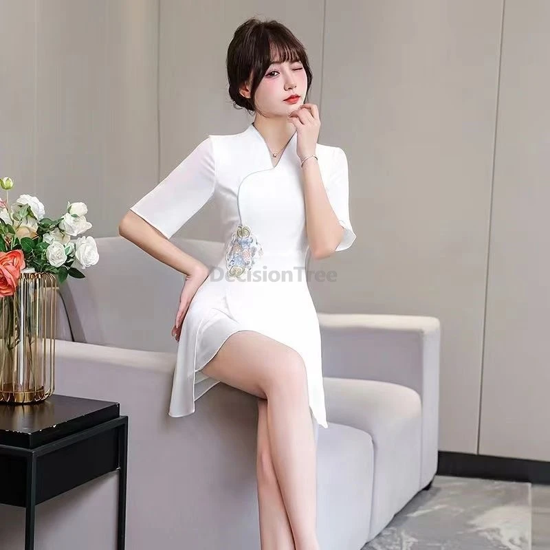 2025 fairy embroideried improved qipao outfit elegant Beautician daily work uniform health preservation sauna spa uniform
