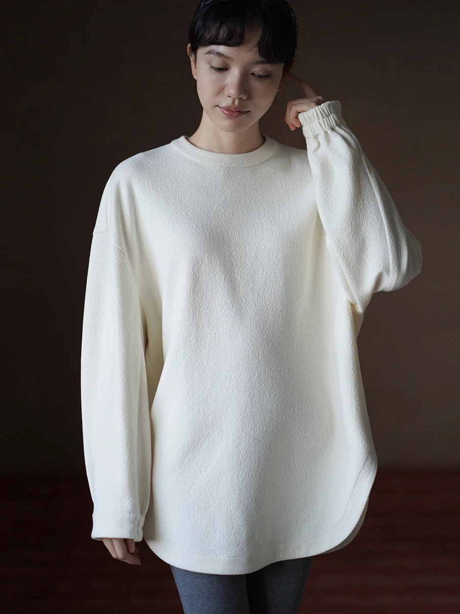 

Хакикики Miss Thiened, круглая белая футболка, нижнее белье, свободный крой, трикотаж из смеси хлопка из полиэстера, зимнее нижнее белье для поездок на работу