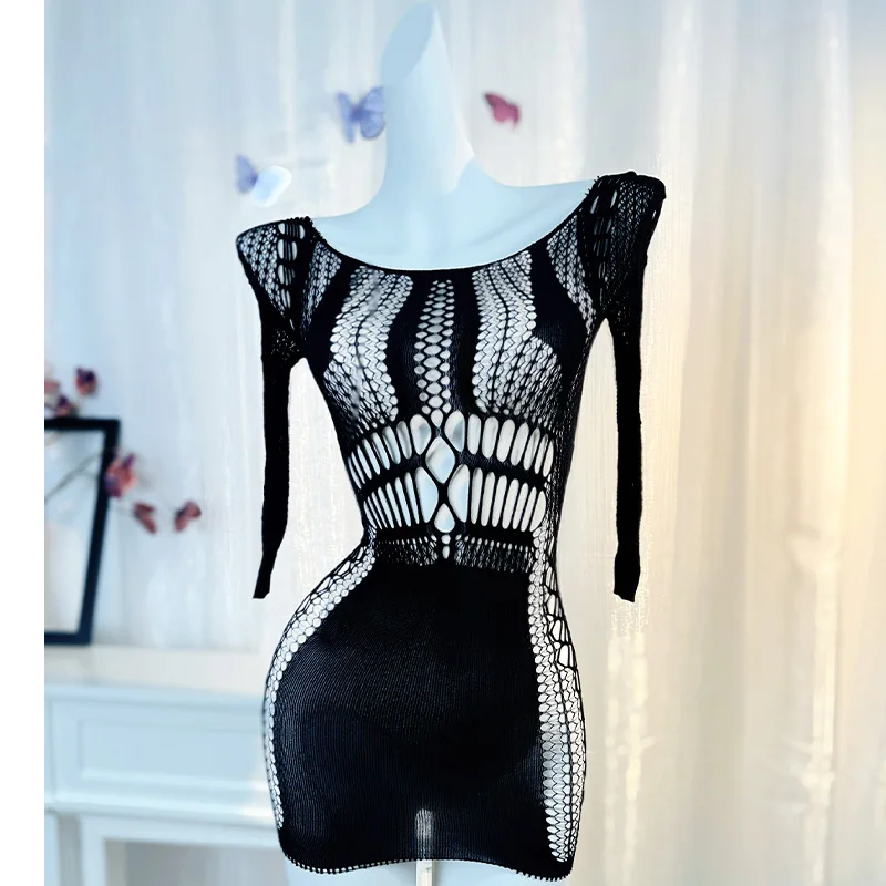 1PC Donne A Rete Coprispalle Senza Bikini Lingerie Sexy Vedere Attraverso Scava Fuori Vestito Aderente Manica Lunga Beachwear Qq611