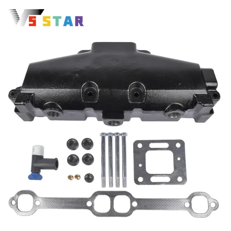 

18-1953-2 860246A10 860246Q11 87114A19 Морской выпускной коллектор черного цвета для двигателей MCM MIE GM V8 305 350 377 CID 1983-2002 годов выпуска